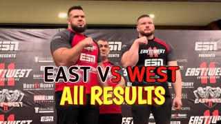 East Vs West 11 All Results  East Vs West Armwrestling  ft Artyom Morozov [upl. by Cornelle339]