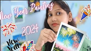 New year Painting 2024Acrylic painting step by step for beginners [upl. by Yhprum]