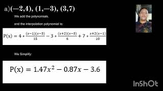 LAGRANGE INTERPOLATION POLYNOMIAL POINT A [upl. by Guthrey]