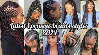 Latest Cornrow braids hairstyles  Twist hairstyles 2024  Ghana weaving ponytail braids [upl. by Fisk913]