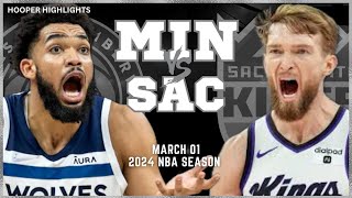 Sacramento Kings vs Minnesota Timberwolves Full Game Highlights  Mar 1  2024 NBA Season [upl. by Newra]