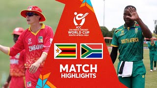 Zimbabwe v South Africa  Match Highlights  U19 CWC 2024 [upl. by Kurtzman116]