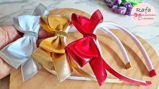 Como fazer uma tiara bonita para o Natal 🎀 Laço Lindo em Pé e Super fácil 🎄 By Rafa Lacinhos [upl. by Carpio]