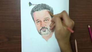 ملا باسم الكربلائي بالوان خشبيه Mulla Basim Al karbalaie coloured pencils [upl. by Einaeg]