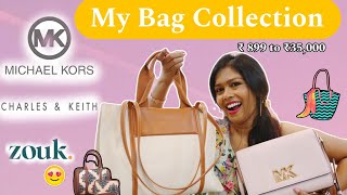 My Bag Collection  Michael Kors Charles and Keith Zouk CapreseHidesign Bag Review  Rishika [upl. by Lucania]