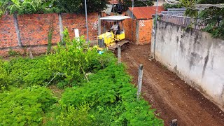 Starting A New Project Clearing Trash Grass To Widen Roads By D20P Bulldozer Pushing Clearing Trash [upl. by Hoehne468]