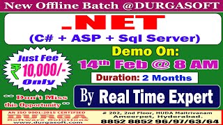 NET C  ASP  Sql Server Offline Training  DURGASOFT [upl. by Ainegul]