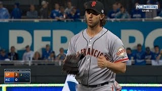 WS2104 Gm1 Bumgarner grunts during delivery [upl. by Xad74]