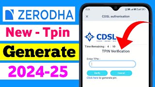 Zerodha Tpin Generate  Zerodha TPIN Forget  How to Generate Tpin in Zerodha  202425 [upl. by Ramalahs]