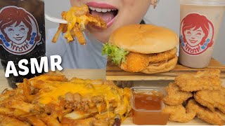 Wendys FEAST Spicy Chicken Chili Cheese Fries and Frosty ASMR Relaxing Eating Sounds  NE [upl. by Ellebasi]