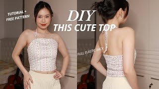 DIY HALTER TOP  free pattern included [upl. by Nnylyak]