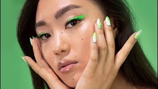 COLOR EYELINER MAKEUP I How to look like a supersonic hypnotic mint fairy [upl. by Ihcelek110]