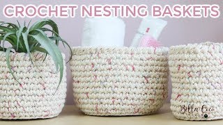 CROCHET NESTING BASKETS  Bella Coco Crochet AD [upl. by Elenaj]