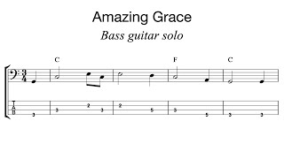 Amazing Grace  Bass tab melody  Capotasto Music [upl. by Eiffe363]