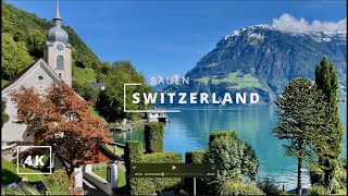 Bauen Switzerland  Beautiful village in Swiss  4K Walking Video  cheap and budget trip [upl. by Aihseyt]