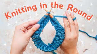 HOW TO KNIT IN THE ROUND for Beginners StepbyStep [upl. by Rawdin188]