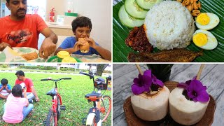 SUNDAY MORNING CYCLING  இளநீர் ஸம்மர் பன்ச் TENDER COCONUT PUNCH  MALAYSIAN NASI LEMAK amp Sambal [upl. by Atauqal]