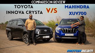 Mahindra XUV700 vs Toyota Innova Crysta Comparison Review  MotorBeam [upl. by Eam]