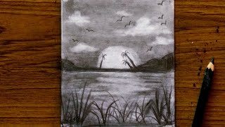 Charcoal Drawing Landscape Easy for beginners [upl. by Tizes]