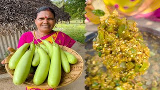 Green Brinjal Curry Recipe  Village Cooking  Side Dish Recipes [upl. by Idelia]