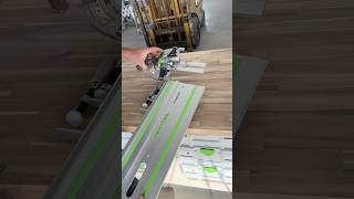 The festoolcanada TS 60 and the rail guide to trim this bench top to the right length woodworking [upl. by Melanie787]