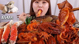 ASMR Mukbang｜굴밥과 킹크랩 다리 전복 문어 오징어를 넣은 매콤한 해물찜까지 먹어보아용 [upl. by Netloc]