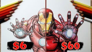 6 vs 60 COLOR PENCIL ART  Cheap VS Expensive Which is WORTH IT [upl. by Snah98]