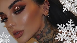 BRONZED amp SPARKLY CHRISTMAS MAKEUP  JINGLE BELLE CHRISTMAS [upl. by Ellenehs505]