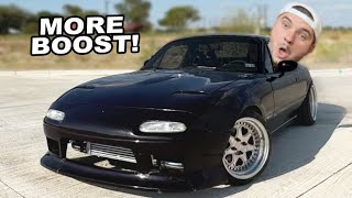 Upping The Boost in the WRECKED Miata Its REALLY Fun Now [upl. by Kaete4]