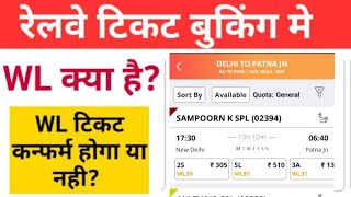 WL ka matlab kya hota hai  WL ticket confirmation chances  WL Waiting List means in hindi [upl. by Arykahs]