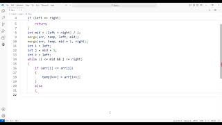 Merge Sort algorithm in C [upl. by Tillie]