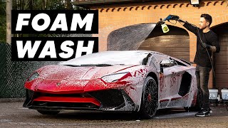 Dirty Lamborghini Aventador SV Foam Wash  Auto Detailing [upl. by Retxab]