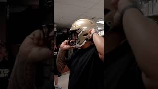 Taliese Fuaga tries Saints helmet on for size saints nfl shorts [upl. by Sopher182]