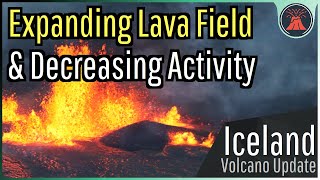 Iceland Volcano Eruption Update Expanding Lava Field Decreasing Activity [upl. by Oconnor]