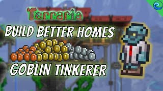 CUSTOM NPC HOME GOBLIN TINKERER  Awesome Terraria Build Ideas  Terraria 14 Speedbuild [upl. by Aihsekyw21]