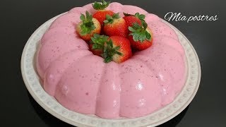 GELATINA DE FRESAS 🍓 CON CREMA [upl. by Eisdnyl]