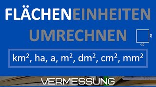 Flächenmaße umrechnen km2 ha a m2 dm2 cm2 mm2  Maßeinheiten umformen [upl. by Llebasi]