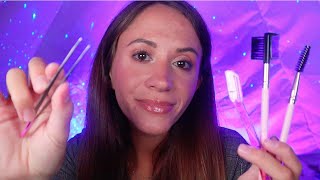 ASMR  Doing Your Eyebrows skincare amp plucking [upl. by Rodman]