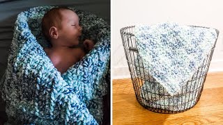 Crochet Beginner Baby Blanket Quick amp Easy using Bernat Blanket Yarn [upl. by Nnylassej]