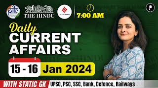 15  16 January Current Affairs 2024  Daily Current Affairs  Current Affairs Today [upl. by Aniaj]