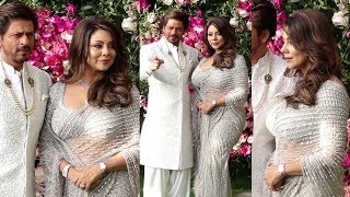 Shahrukh Khan Wife Gauri Khan Looks Stunning In Saree At Akash Ambani Wedding [upl. by Olmsted]