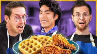 Try Guys Make Chicken amp Waffles Without A Recipe 2023 Live Special [upl. by Ramunni]