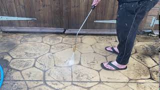 Cleaning a patio with a Wilks 750 petrol pressure washer [upl. by Morez]