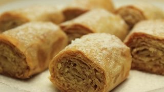 Tahinli Cevizli Kuru Baklava Tarifi  Hazır Yufkayla Rulo Baklava Kurabiyesi [upl. by Rogerio]