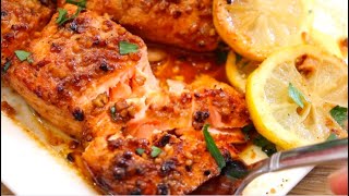 Air Fryer Honey Garlic Glazed Salmon Recipe  HEALTHY Salmon Recipe  Air Fryer Recipes [upl. by Annoiek]