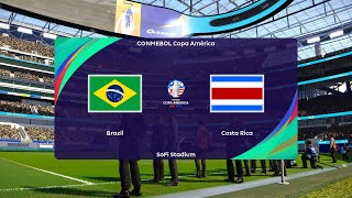 Brazil vs Costa Rica  2024 Copa América  Group D  SoFi Stadium  PES 2021 [upl. by Jefferson861]