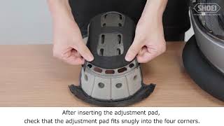 SHOEI Official  How to use the TYPEQ center pad fitting adjustment pads [upl. by Stepha348]