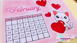 DIY  FEBRUARY Calendar  Bullet journal decoration organization ideas [upl. by Koeppel]