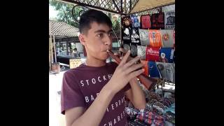 A teenager playing Armenian ZURNA handmade woodwind instrument  Sorna surnay birbyne lettish horn [upl. by Haet]