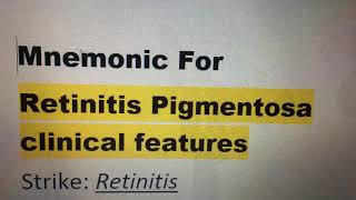 Medical Mnemonic Retinitis Pigmentosa [upl. by Htebirol]